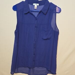 SL Fashions Deep Blue Sleeveless Blouse